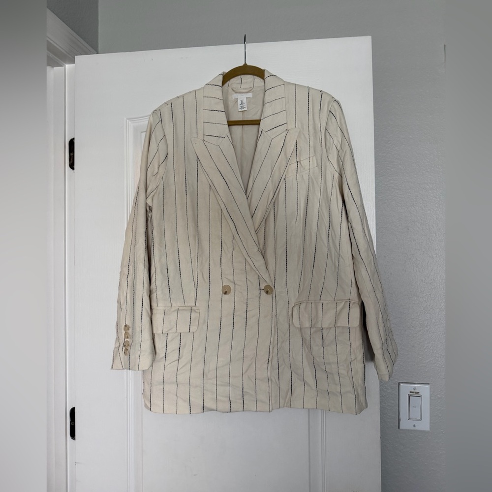 H&M Linen Blend Cream Blazer- Size Medium